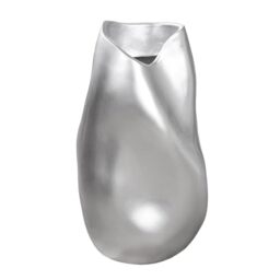 GILDE Jolie Vase Resin Silver Metallic Look Organic Shape Height 50.5 cm x Width 27 cm