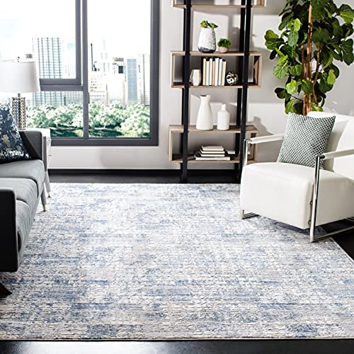 Safavieh Modern Rug for Living Room, Dining Room, Bedroom - Amelia Collection, Short Pile, in Blue and Grey, 201 X 201 cm