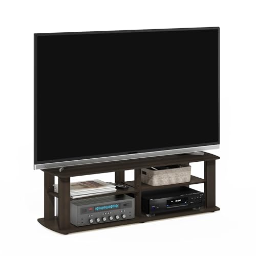Furinno NELLY TV Stand, Entertainment Center with Open Shelves Storage, TV Console for TV up to 50 Inch, for Living Room, Bedroom, Dark Brown