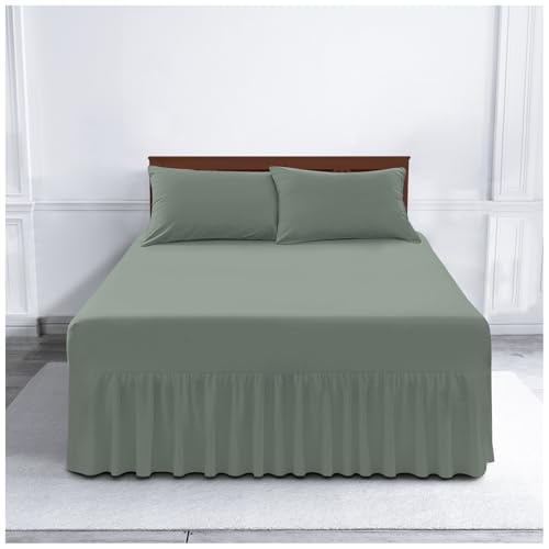 Gaveno Cavailia Luxury Non-Iron PERCALE VALANCE Sheet, Poly-Cotton, Duck Egg , Single