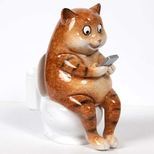 Lesser & Pavey Novelty s Cat Loo Time Decor Figurine - Rustic Decorative Style, Freestanding Piece, Charming Shelf Accent, Beautiful Finish, Fun Gift for Any Occasion