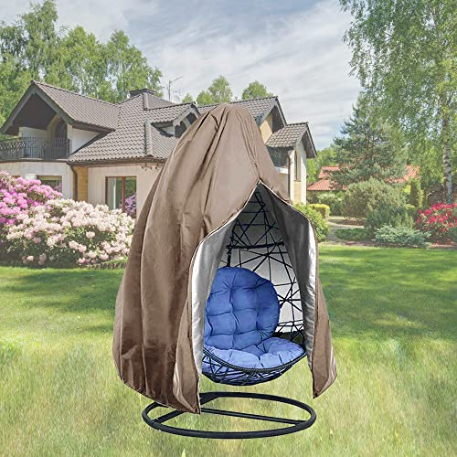 "【Upgraded】Patio Egg Chair Covers with Zipper, Wicker Egg Swing Chair Covers, Waterproof Heavy Duty Weather Resisatnt Outdoor Chair Cover, Windproof Hanging Chair Cover, 75"" x 45"", Khaki, 1 Pack"