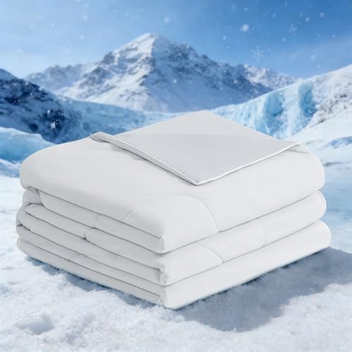 "BEAUTEX Cooling Comforter Queen Size - Double Sided Cool Blanket for Hot Sleepers and Night Sweats, Q-Max>0.45, Breathable Lightweight Silky Summer Ice Blankets for All Season (Grey, 90"" x 90"")"