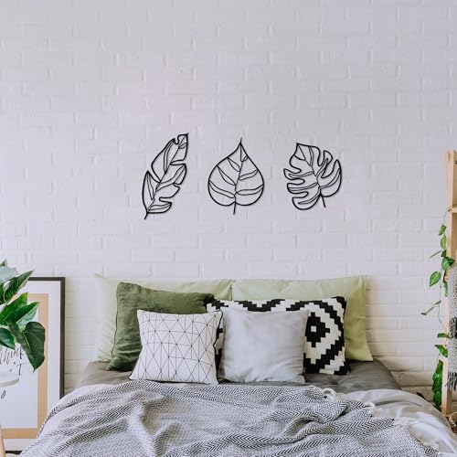 Stylish Black Decorative Metal Wall Accessory Set (3 Pieces) - 100% Metal, 1.5 mm Thick - Perfect for Home Decor, Modern & Elegant Design