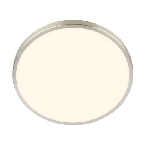 BRILONER - LED Ceiling Light with Shade, Warm White Light 17.5W 2400lm, lamp, Living Room, Kitchen Lighting, Hallway, 33 x 6 cm, matt Nickel