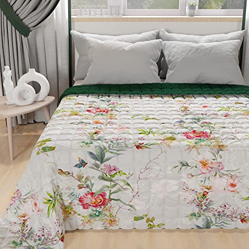 PETTI Artigiani Italiani - Summer Bedspread 220 x 260 cm 100 g/m² Double Face, Spring Quilt, Light Quilt, Grey Spring, 100% Made in Italy