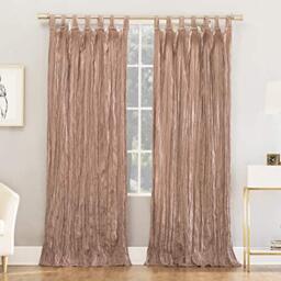 "No. 918 Odelia Distressed Velvet Blackout Tab Top Curtain Panel, 50"" x 95"", Blush Pink"