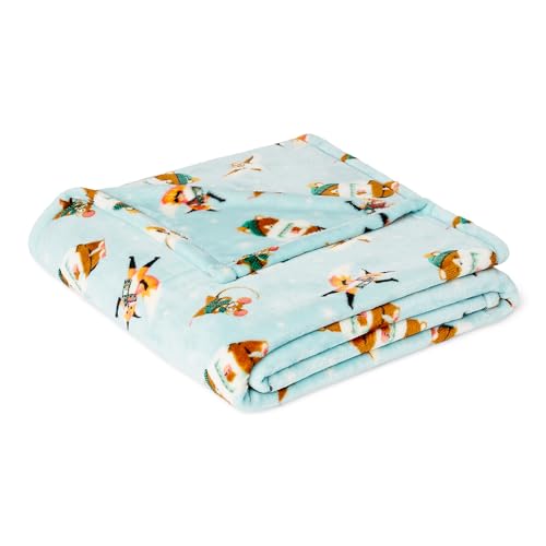 Amazon Basics Fleece Throw Blanket for Kids, Soft and Cozy, for Sofa and Bedroom, 100% Recycled Polyester, Forest Friends, 127 x 152 cm