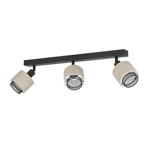 EGLO Rosley Interior Wall Light, Indoor Wall Lamp with Adjustable Spotlight, Natural Fabric and Black Metal Spotlight, Lighting for Living Room and Bedroom, E14 Socket