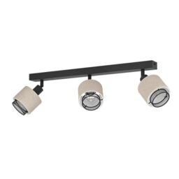 EGLO Rosley Interior Wall Light, Indoor Wall Lamp with Adjustable Spotlight, Natural Fabric and Black Metal Spotlight, Lighting for Living Room and Bedroom, E14 Socket