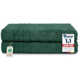 Komfortec Jumbo Bath Towels, 100% Cotton, Quick Dry, 80x200, Dark Green