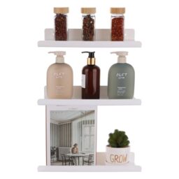 ASelected Wall Shelves, Set of 4 Bathroom Shelves, 30 cm Hanging Shelves, Decorative Wall Shelves for Books and Photos, Home Decoration, White