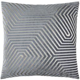 Paoletti Evoke Velvet Feather Filled Cushion – Luxurious Chevron Pattern Decorative Square Pillow With Filling (Charcoal - 55x55cm)