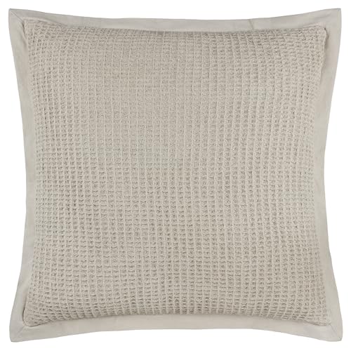 Yard Furn Canopy Waffle Weave Cushion – Polyester Filled Cotton Waffle Oxford Border (Stone – 65x65cm)