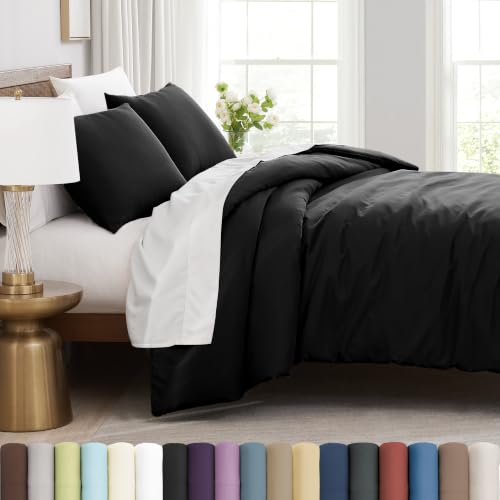 Southshore Fine Living, Inc. Oversized Queen Duvet Cover Set Soft, Stain-Resistant Includes 1 Duvet Cover with Zipper Closure & 2 Pillow Shams Machine Washable Full/Queen Bedding Set, Black