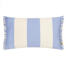 furn. Araya Striped Velvet Frilled Feather Filled Cushion