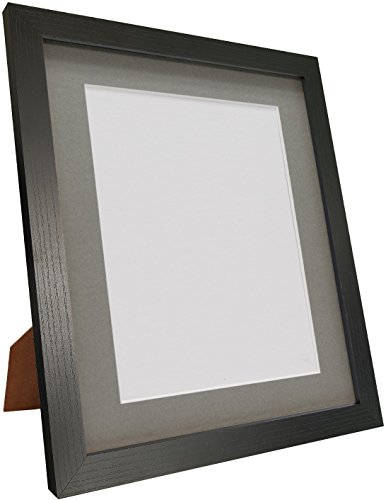 FRAMES BY POST H7 Picture Photo Frame, Black Ash with Dark Grey Mount, 40 x 40 cm Image Size 30 x 30 cm