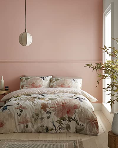 Bianca Oriana Floral 400 Thread Count Sateen Emperor Duvet Set Blush Pink