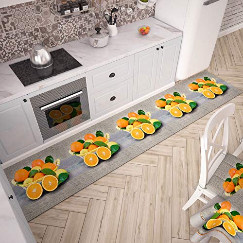 Kitchen Rug, Non-slip Printed Oranges Design 52x140 cm
