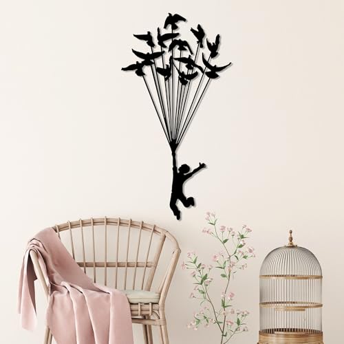 Hanah Home Stylish Black Decorative Metal Wall Accessory, 45 x 85 cm, 100% Metal, 1.5 mm Thickness, Easy Wall Mounting, Perfect for Modern Decor