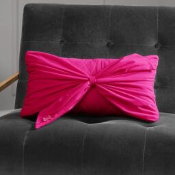 "Juicy Couture Decorative Throw Pillow, 10""x18"", Velvet Bow-Hot Pink"