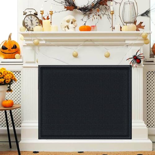 "CADARA Magnetic Fireplace Cover, Draft Stopper Blanket, 36"" W x 28"" H, Black, Oxford Cloth and Cotton, Not Water Resistant"
