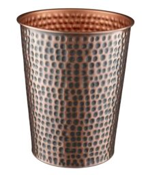 Monarch Abode Metal Wastebasket Trash Can, Hand Hammered, Bathroom Decor, Antique Copper Finish