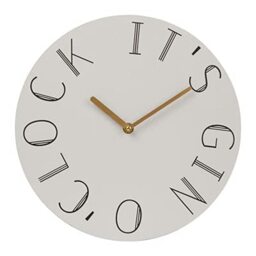 Premier Housewares Distinctive Gin Clock With Gold Finish Hands-Stylish Round Wall Clock With Art Deco Lettering-Perfect Modern Decorative Timepiece for Hallways or Livingrooms
