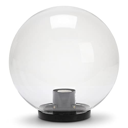 Velamp Garden Globe, 250mm Outdoor Lamppost, E27 Socket, LED Compatible, IP44 Waterproof, Sphere for Gardens, Parks, Condominiums, Terraces. Transparent