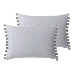 Paoletti Fiesta Polyester Filled Cushions (Twin Pack), Polyester, Dove/Silver