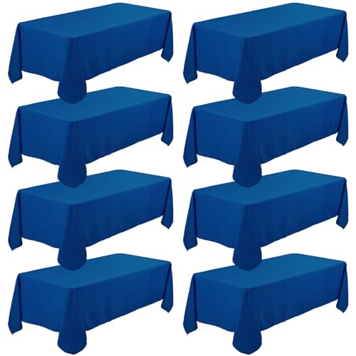 Fivenl 8 Pack Premium Royal Blue Tablecloth 60 x 126 Inch, Rectangle Table Clothes for 8 Foot Tables Washable Polyester Fabric Table Covers for Wedding Party Reception Banquet Buffet Restaurant