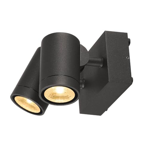 SLV Wall-Mounted Light Helia/Lighting for Walls, Paths, entrances, LED spot Outdoor, Surface-Mounted Light Outdoor, Garden lamp / IP55 3000K 16W 900lm Anthracite dimmable 38 Degrees