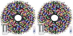 Woobroo Fairy Lights & USB String Lights, 20m 200 LEDs Copper Wire Light & Waterproof Outdoor Christmas Lights for Indoor Outdoor Lighting, Bedroom, Wedding Decor, Party, Christmas, Tree - Colourful
