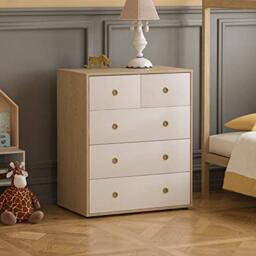 Junior Vida Neptune 5 Drawer Chest of Drawers Cabinet Storage Modern Bedroom Children's Kids Furniture (White & Oak)
