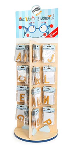 Small Foot 11968 Wooden Bamboo Letters Display, Stocked with Letters and Monsters, Suitable as Decor or a Door Sign