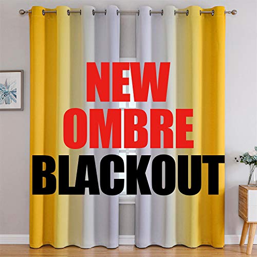 G2000 Blackout Curtains & Drapes for Bedroom Living Room 95 Inches Long Yellow and Greyish White Room Darkening Window Treatments Ombre Thermal Insulated Light Blocking Grommet Backdrop 2 Panels Set