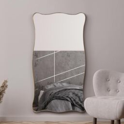 "MirrorOutlet The Fluctus - Gold Metal Wavy Tray Frame Rectangular Wall Mirror 71"" X 39"" (180CM X 100CM) Silvered Mirror Glass. Extra Large"