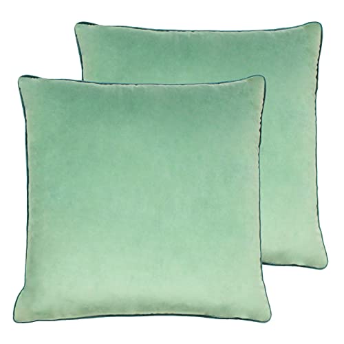 Paoletti Meridian Twin Pack Feather Filled Cushions, Polyester, Mineral/Teal, 55 x 55cm