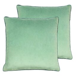 Paoletti Meridian Twin Pack Feather Filled Cushions, Polyester, Mineral/Teal, 55 x 55cm