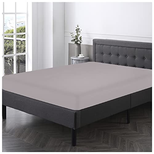 """GC GAVENO CAVAILIA Double Fitted Sheet - 25cm Deep Polycotton Bed Sheet - Soft, Durable & Wrinkle Resistant Easy Care Plain Dyed Bedding - Grey Deep Mattress Bottom Sheet - 135 x 190 cm"""