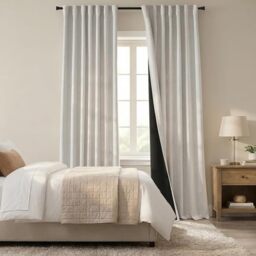 PANELSBURG Off White Blackout Curtains 90 Inches Long for Bedroom - Thermal Drapes, Room Darkening, Farmhouse Style, Greyish Off White