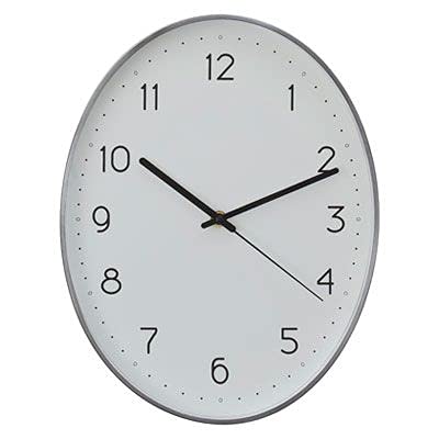 Premier Housewares Wall Clock Dark Grey/Black Finish Frame Clocks For Living Room/Bedroom/Contemporary Style Oval Shaped Design Metal Clocks For Hallways 4 x 35 x 27