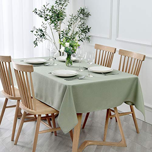 maxmill Textured Tablecloth Stain Resistant Waterproof and Wrinkle Resistant Washable Soft Table Cloth, Fabric Table Cover for Dining Room and Outdoor Use, Rectangle 60 x 120 Inch, Sage Green
