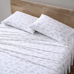 Eddie Bauer - Twin Sheets, Cotton Percale Bedding Set,3pieces, Crisp & Cool Home Decor (Smokey Bear Camp Grey, Twin)