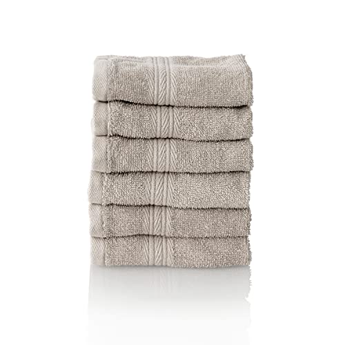 ALCLEAR set of terry hand towels, range of soft and highly absorbent towels, OEKOTEX 100 certified, 5 colours & 5 sizes, colour: PLATINUM GREY, 6 x face towels 30 x 30 cm