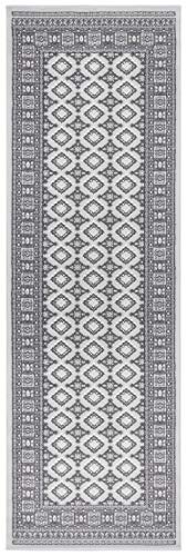 Nouristan Sao Buchara Oriental Short Pile Rug Stone Grey 80 x 250 cm