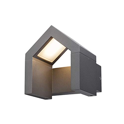 SLV Wall-Mounted Light RASCALI WL/Lighting for Walls, Paths, entrances, LED Spotlight Outdoor, Surface-Mounted Light Outdoor, Garden lamp / IP54 3000K 8W 330lm Anthracite