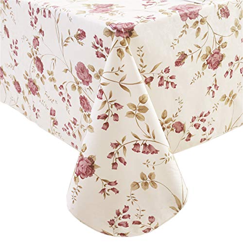 Walrus Heavy Duty Vinyl Tablecloth with Flannel Backing Waterproof Oil-Proof Plastic Table Cloth Stain-Resistant Wipeable Rectangle or Square Table Cover for Indoor and Outdoor (Flowers, 52X70 Inch)