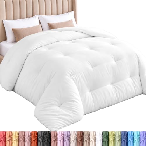 Utopia Bedding All Season Down Alternative Quilted King Comforter - Duvet Insert with Corner Tabs - Machine Washable - Bed Comforter - White