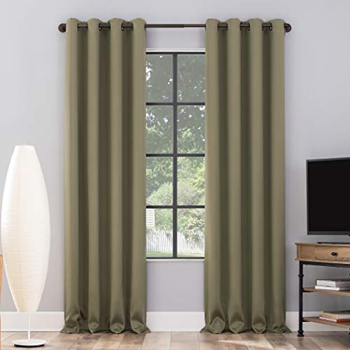 "Sun Zero 2-Pack Theater Grade Extreme Total Blackout Grommet Curtain Panel Pair, thermal, Olive Green, 52"" W x 63"" L (Pack of 2)"